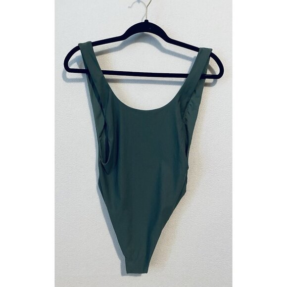 Aerie One Piece Long Womens Small Green Super Scoop Swim Checky Boho Beachy - Picture 2 of 8